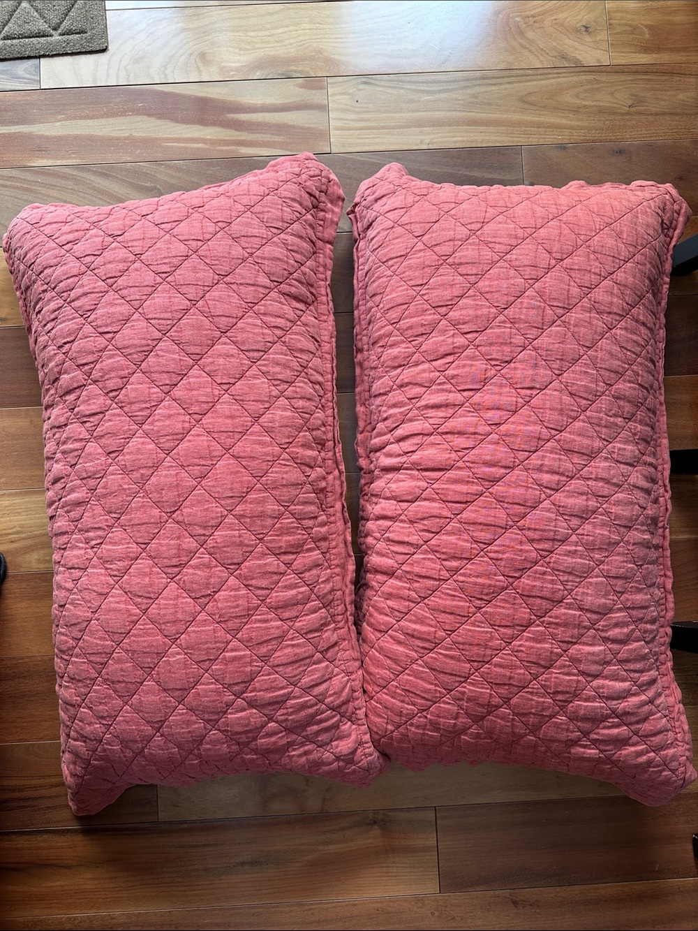 Pottery Barn KING Belgian Linen Diamond Shams Set of 2 Auburn